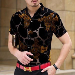 Erkekler Sıradan Gömlek Hawaiian Çiçek Gömlek Adam Şeffaf Kısa Kol Camicia Uomo 2023 Moda Camisa Hombre Sosyal Sokak Giyim