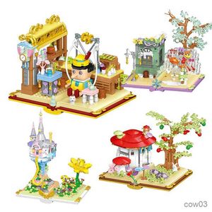 Blocks City Creative Fairy Tale Book Gushroom House Puppet Paradise Desktop Home Dekoracja Mikro Budowa Burek Bricks Prezenty R230720