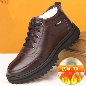 Stiefel Herren Lederschuhe Plüsch Verdickt Warm Tooling Mode Koreanische Baumwolle Outdoor Schnee