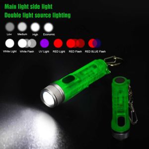 Faróis Novo Mini Pocket usb recarregável Chaveiro D Lanterna de alta qualidade super ray 400 lúmens tocha com SST20 D Luz de advertência HKD230719