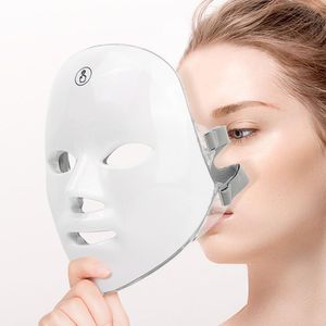 Ansiktsvårdsanordningar USB -laddning 7 färger LED Mask Pon Therapy Skin Rejuvenation Anti Acne Wrinkle Removal Skin Care Mask Skin Brightenin 230718
