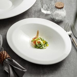 Plates Oval Dinner Plate White Ceramic Western Steak Pasta Exquisite French Tableware Fruit Dessert Dishes Kitchen Supplies