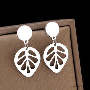 Charm Stainless Steel Earrings New Design Round Tropical Plant Leaves Pendant Trendy Fine Dangle Earrings For Women Jewelry Party Gift R230719