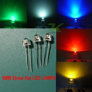 5 Färg 1000pcs Lot 5mm Straw Hat Diode White Red Blue Green Yellow Ultra Lights Kit LED Light249T