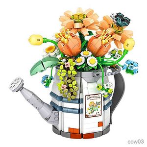 Blocchi Carino Soffione doccia Pianta di crisantemo Fiori in vaso Giardini Casa Blocchi di costruzione Modello classico Mini Set di mattoni Kit per bambini Regalo R230720