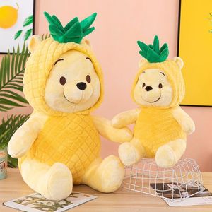 Partihandel nyanlända ananas puff pooh plysch leksak 30 cm avtagbar hatt nallebjörn dockor den bästa gåvan för barn