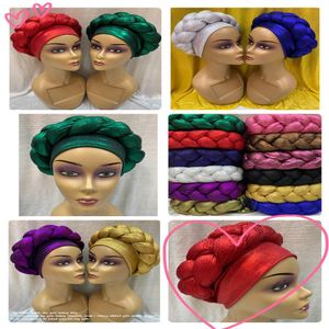 Afrykańska czapka turbanowa najnowsza auto gele headtie islamska czapka z błyszczącym kamieniem kapelusz dla kobiet Nigerian Turban Gele Cap 6pcs Lot313k