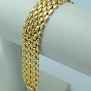 Pulseira de malha de 18 mm de largura 18k ouro amarelo 18k cheia de moda pulseira de pulso corrente 8 07 polegadas feminina masculina elo de corrente de pulso 241P