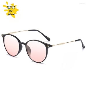 Sunglasses 2023 Pink Blush Gradient Glasses Fashion Round Decorative Women Korean Cute Girlish Style Shades Eyewear Goggles