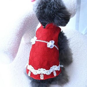 Vestuário para cachorro leve festivo gatinho filhote saia animal de estimação Tang terno sem mangas vestido