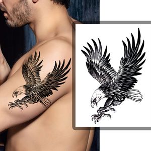 Retro style large flower arm bald eagle pattern temporary waterproof tattoo stickers party men tattoo stickers