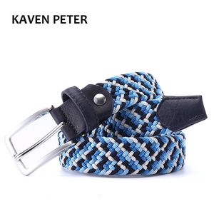 Neck Ties Italian Design Mens Leather Braided Elastic Stretch Cross Buckle Casual Golf Belt Waistband of Four Color Mixed 230718