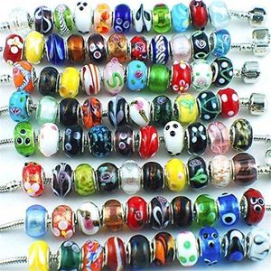 Murano Glass Beads Fit European Charm Large hole Spacer Beads Mix Design for Bracelet Jewelry Making291M