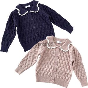 Pullover New Baby Girls Maglioni Autunno Inverno Lavorato a maglia Ragazze Cardigan Cappotto Giacca Volant Cotone Bambini Maglioni Ragazze Maglione Capispalla HKD230719