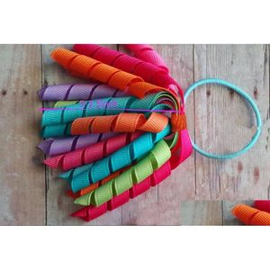 Hårtillbehör 3 Kort O A-Korker Tassel Curly Ribbons Hönsvalter Hårband Corker Streamers Ties Elastic Rope PD023 Drop Del Dhdtk