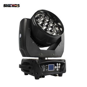 SHEHDS NEW LED Zoom Moving Head Light 19x15W RGBW Wash DMX512 Stage Lighting Attrezzatura professionale per DJ Disco party Bar Effect 248N