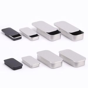 Empty Small Rectangle White Black Mint Cosmetic Brow Soap Solid Perfume Lip Balm slide top rectangular metal Tin Case Box Container Thidi