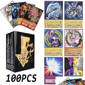Giochi di carte 100Pcs Yu-Gi-Oh Style Cards Blue Eyes Dark Magician Exodia Obelisk Slifer Ra Yugioh Dm Classic Proxy Fai da te Regalo per bambini Drop D Dh1Az