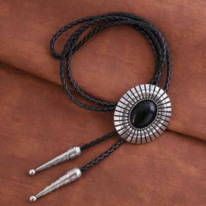 Bolo связывает New Fashion Pop Sun Black Agate Big Bolo Tie Hkd230719