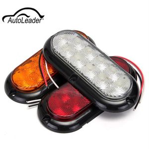 1pcs 12v 10led 6 oval led truck trailer stop turn brake tail light warmming light245S