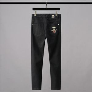 Jeans pour hommes haut 2021 classique Vintage Morden luxueux brodé abeille couronne coton Denim pantalon confort décontracté 28-38 # N404245y