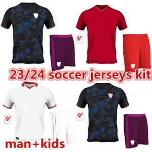 Siviglia 2023 2024 Sevillas bambini kit uomo pullover di calcio L.OCAMPOS SUSO JONG Maillot GUDELJ K.REKIK TECATITO MUNIR RAFA uomo bambini kit 23 24 calcio adulto kit camicia set ragazzo