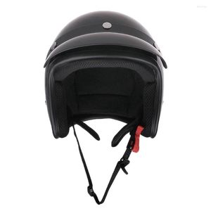 Motorradhelme, glänzend schwarz, ABS, 3/4-Stil, offenes Gesicht, Vintage-Motorradhelm mit Sonnenblende