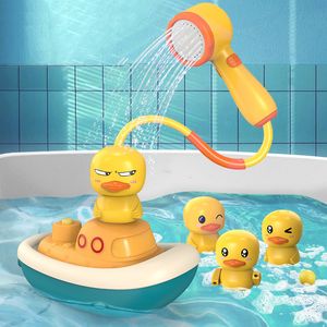 Sand Play Water Fun Baby Toy Electric Duck Bath Game Water Spray Floating Dusch Toy Bathtub Faucet Water Sprayer Duckling Toy Barn 1 till 3 år 230719