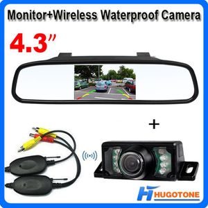 4 3 polegadas TFT Monitor de espelho de carro Assistência de estacionamento automático Espelho retrovisor de visão noturna sem fio à prova d'água Câmera de ré 2505