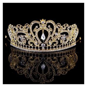 Nakrycia głowy Bling Kryształy Korony 2022 Bridal Diamond Bidelids Rhinestone Hair Hair Hair Akcesoria Party Tiara Drop Deli Dhnsb