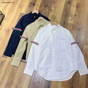 TB casual fashion poplin slim fit solid white shirt men's and women's lovers' Oxford Shirt women's long sleeve