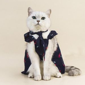 Abbigliamento per cani Abito da sposa per animali domestici Bowknot All- Abito da gatto con stampa di ciliegie con cravatta