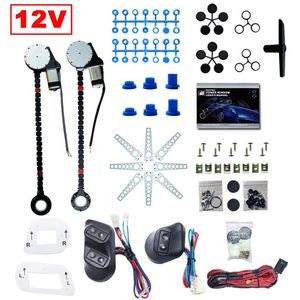 LEEWA DC12V Universal 2-Doors Electric Power Window Kits with 3 pcs Set Switches & Wire Harness #3884231E