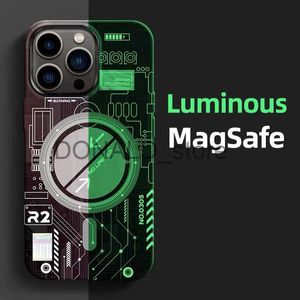 Obudowy telefonu komórkowego Luksusowe świetliste magnetyczne magsafe bezprzewodowe ładowanie telefoniczne dla iPhone'a 14 13 12 Pro Max Fluorescencyjny okładka telefonu komórkowego Fundda J230719