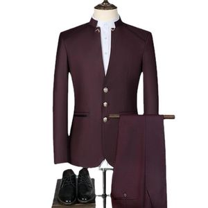 Men's Suits & Blazers Jacket Pant Vest 3Pcs Set Men Suit Chinese Style Stand Collar Male Wedding Groom Slim Fit Size B333q