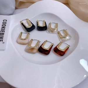 Dangle Earrings VSnow Temperament Resin Irregular Geometric Hoop For Women Simple Metal Pearl Jewelry Pendientes