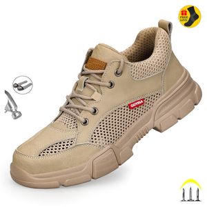 Boots Summer Steel Toe Mens Work Shoes Lightweight Construction Welding Waterproof Perforated 230719