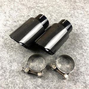 1 piece High quality Car universal Akrapovic Exhaust Pipe Glossy Grilled Black Carbon fiber Stainless Steel Muffler tip290d