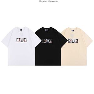 Camisetas masculinas pequenas e modernas, produto novo, carta kith, estampado com flores, quadrado, camiseta de manga curta, design moderno e minimalista, manga curta