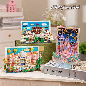 Blocks City Creative Fireworks Castle Picture Frame Decoration Micro Building Blocks Bricks Toys Gifts R230720