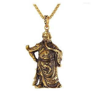 Correntes Colar Guan Yu Pingente Chinês Jóias Aço Inoxidável Guerreiro Cor Dourada Grande Colar Yunchang P060