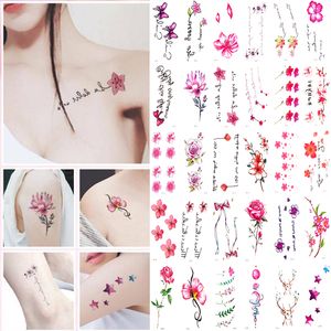 Hot 30Sheet/Lot Temporary Tattoo Sticker Letters Feather Body Art Tattoos Waterproof Flowers Tattoos Sticker Fake Water Transfer