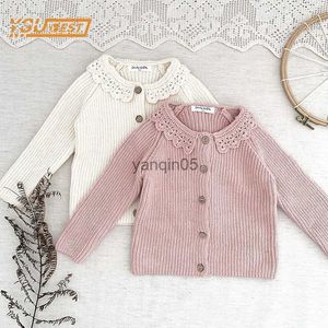 Pullover Autumn Baby Kids Girls Long Sleeve Cardigan Knit Sweater Baby Kids Girls Pure Color Pullover Sweaters Children's Clothes HKD230719