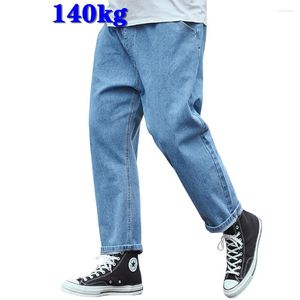 Erkek kot pantolon geniş bacak pantolon gevşek marka giyim büyük boyutlu düz denim pantolon yüksek kaliteli basit tasarım