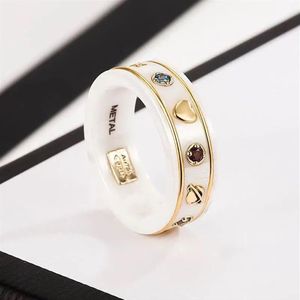 Luxury brand ring ceramic ring exquisite star earth pattern fashion lovers rings matching gift box232z