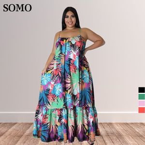 Basic Casual Dresses SOMO Fashion Printed Womens Dress Plus Size Summer Sleeves Strapless Maxi Long Party Clothing Wholesale Direct 230718