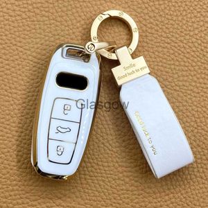 Bilnyckel för Audi A1 A3 A5 A6 A7 A8 A4 Quattro Q3 Q5 Q7 20092022 KeyChain Protector Car Key Ring Exclusive Nyckelfodral X0718