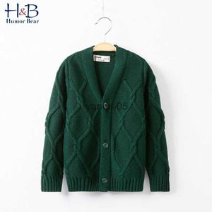 Pullover Humor Bear Autumn Knitted Cardigan Sweater Long Sleeve V-Collar Children Clothing Boys Girls Sweaters Kids Wear Toddler Boy Clot HKD230719
