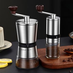 Moedores de café manuais para casa moedor de café manual portátil moedor de café manual com rebarbas de cerâmica 6/8 configurações ajustáveis ferramentas portáteis de manivela 230718