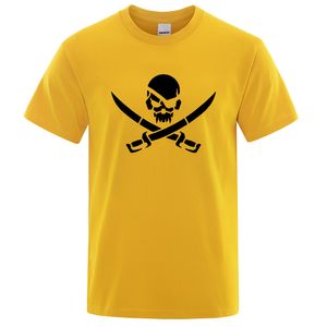 Camisetas masculinas estampadas engraçadas com logotipo de caveira pirata camisetas soltas respiráveis de verão 100% algodão roupas masculinas tamanho grande